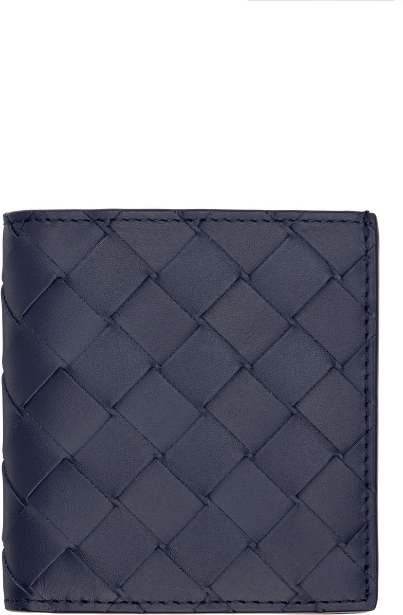 Lompakko Bottega Veneta Intrecciato Slim Bi-Fold Wallet Tummansininen | 749400VCPQ63258