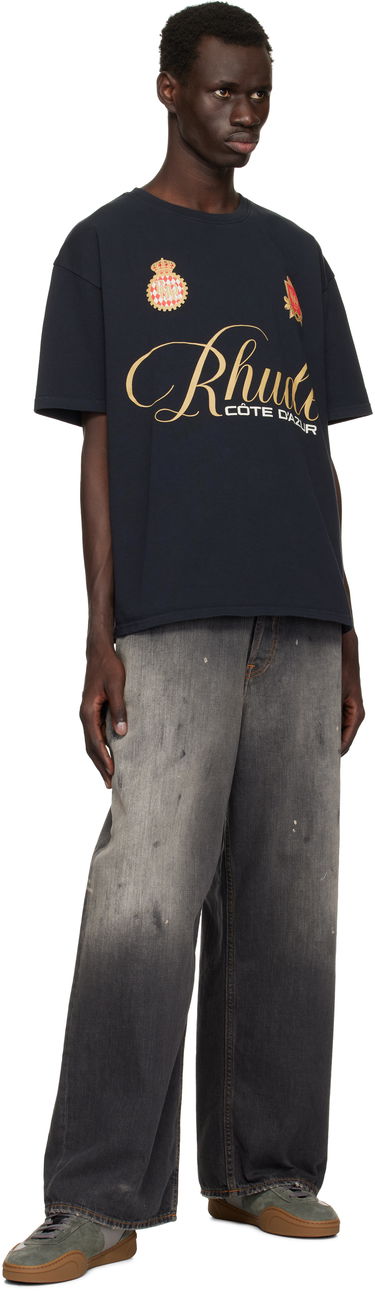T-paita Rhude Rhude Script Crest T-Shirt Tummansininen | RHPS25TT07012, 3