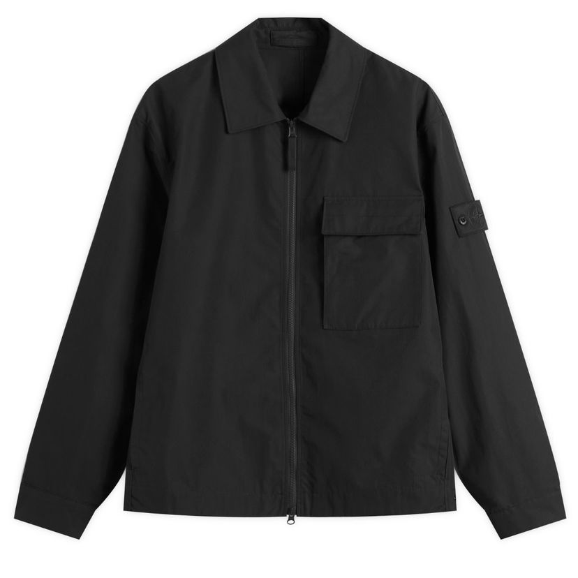 Takki Stone Island Weatherproof Cotton Canvas Shirt Jacket, Size Large Musta | K2S151200018-V0029
