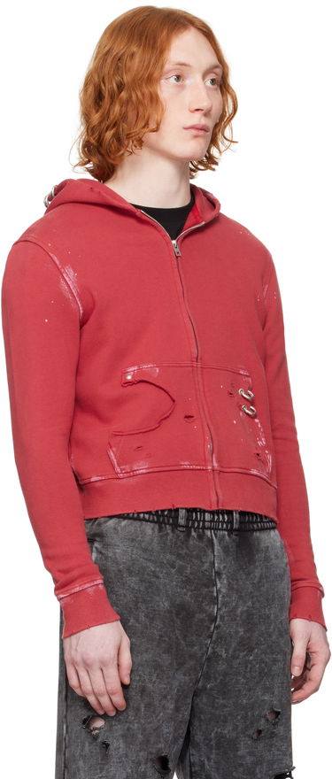 Huppari We11done We11done Pierced Zip-Up Hoodie Punainen | WD-TJ0-25-821-U-RD, 1