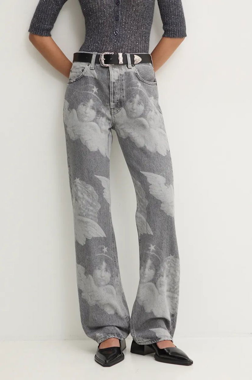 Jeans Fiorucci High Waist Angel Print Jeans Harmaa | U01FMDJE075DN03DN07