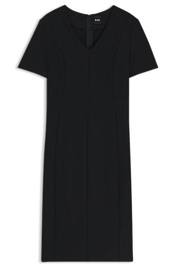 Mekko BOSS Stretch Fabric V-Neck Dress Musta | 50493529, 0