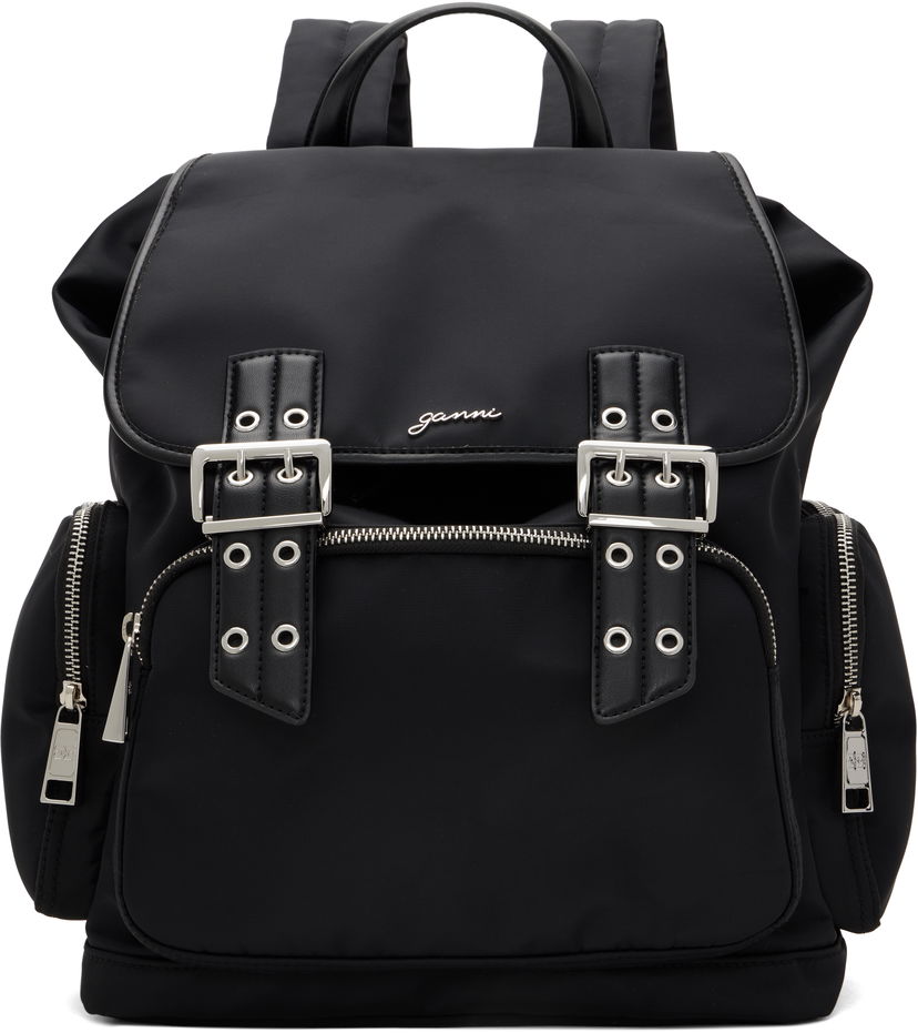Reppu GANNI GANNI Bucky Nylon Backpack Musta | A6526