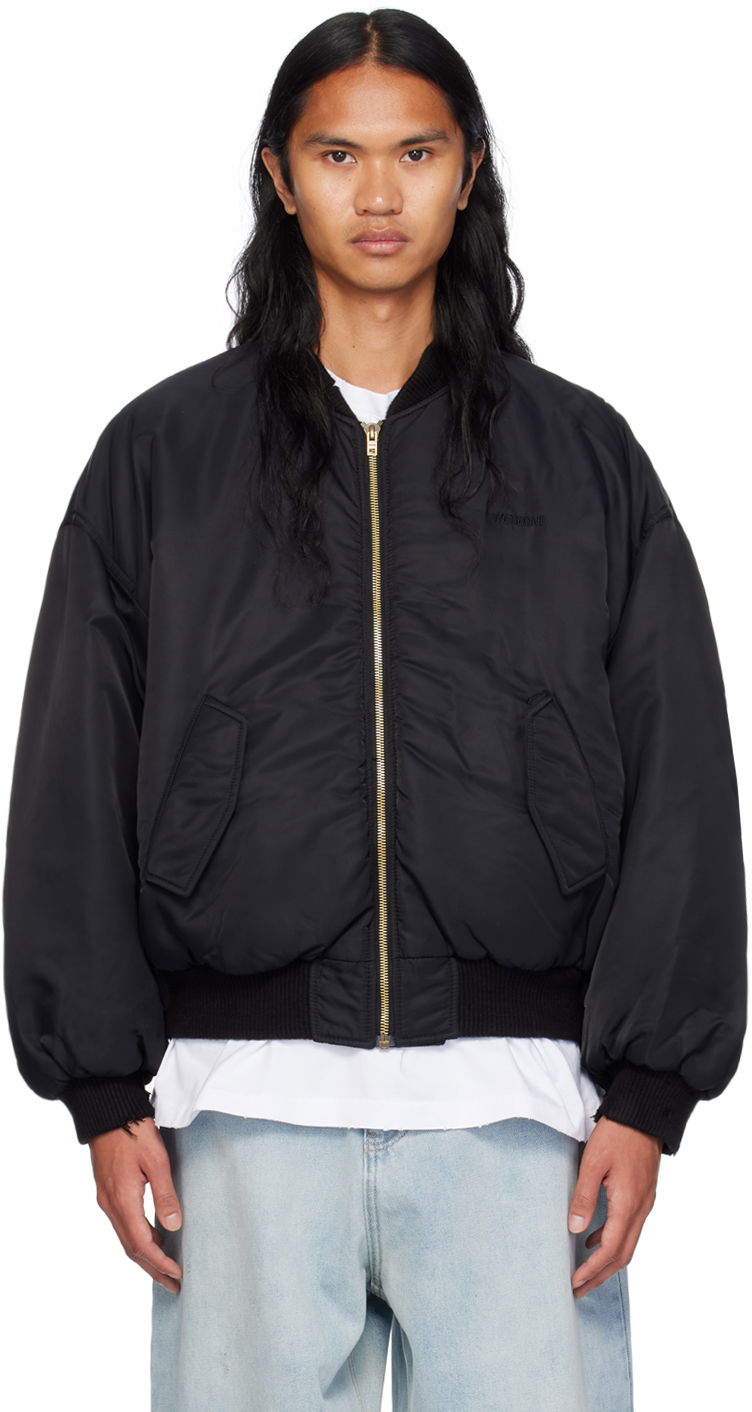 Bomber-takki We11done We11done Destroyed Bomber Jacket Musta | WD-JP2-24-088-U-BK
