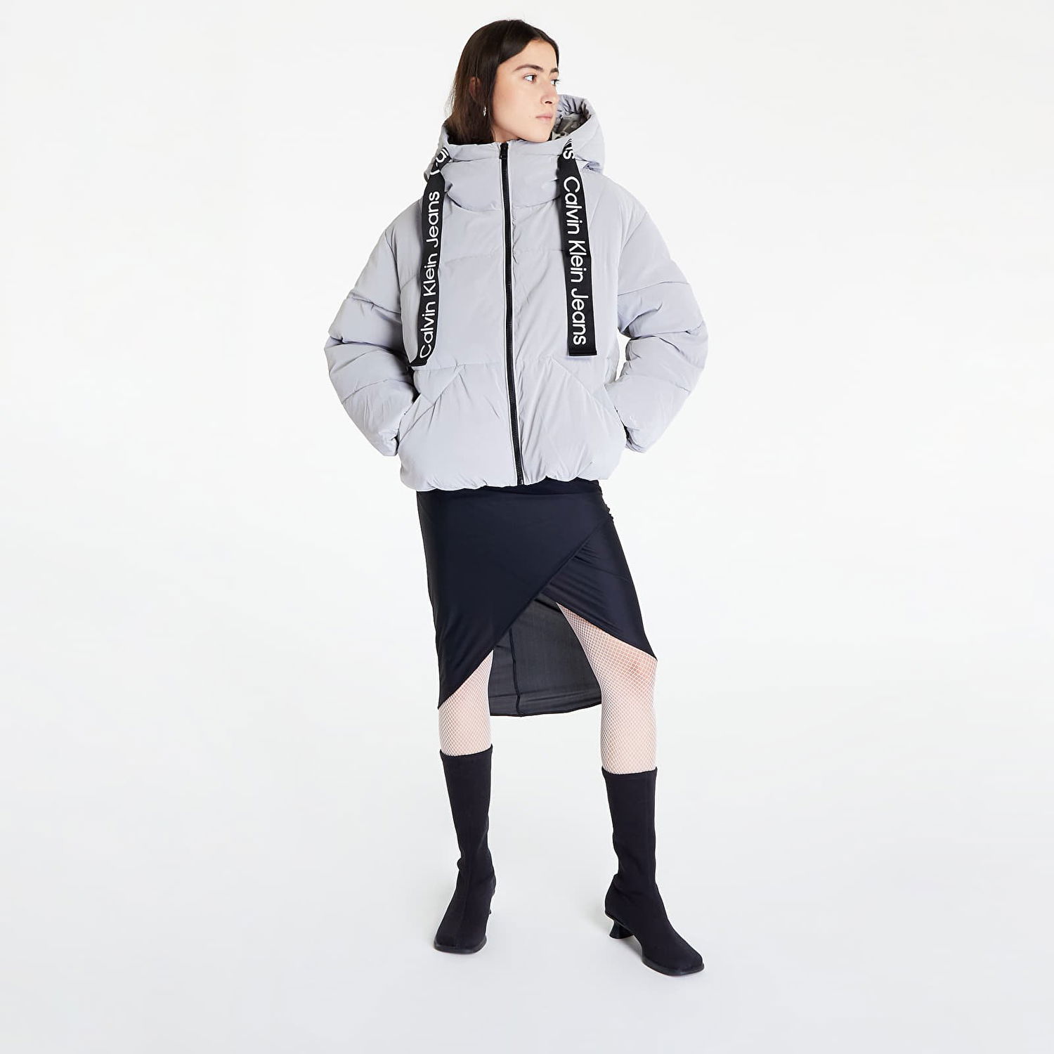 Puffer takki CALVIN KLEIN Long Drawcords Soft Harmaa | J20J220017 PQY, 1