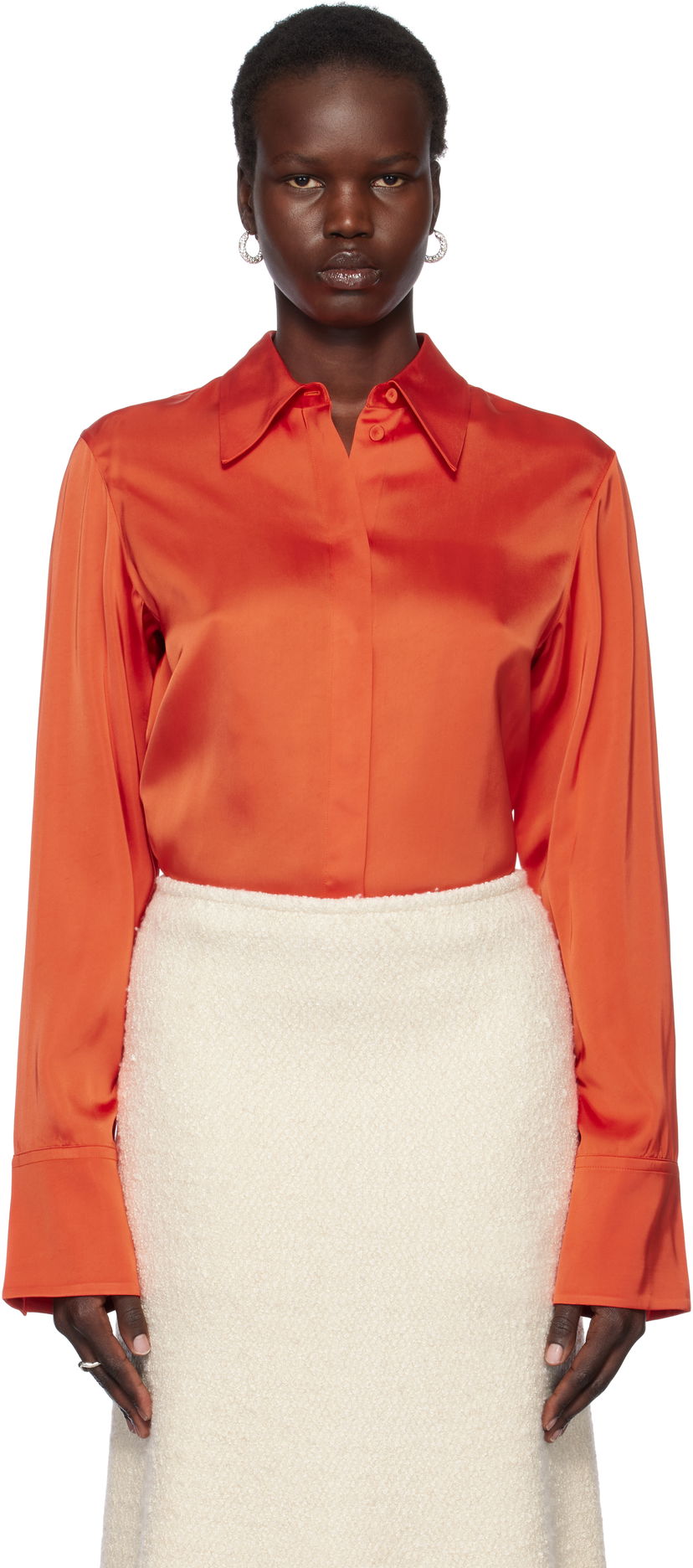 Paita Jil Sander Jil Sander Sateen Shirt Oranssi | J02DL0246_J65022