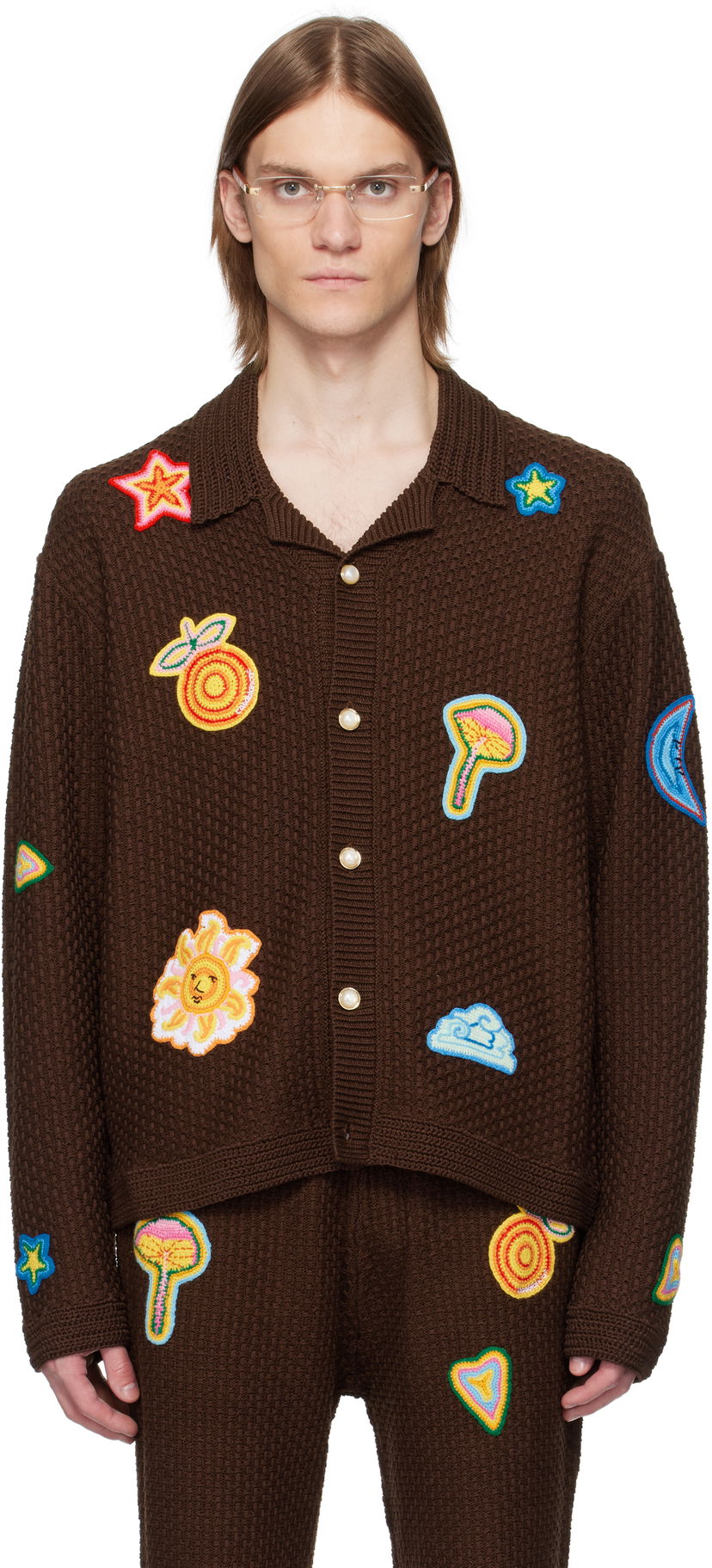 Villapaita Casablanca Casablanca Crochet Motif Cardigan Ruskea | MS25-KW-912-01