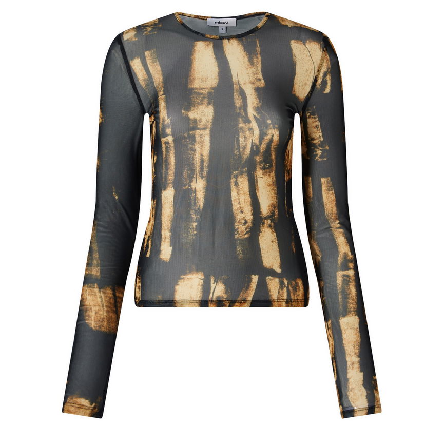 T-paita Miaou Miaou Semi-Sheer Long Sleeve Top Ruskea | 7029PM2TBR