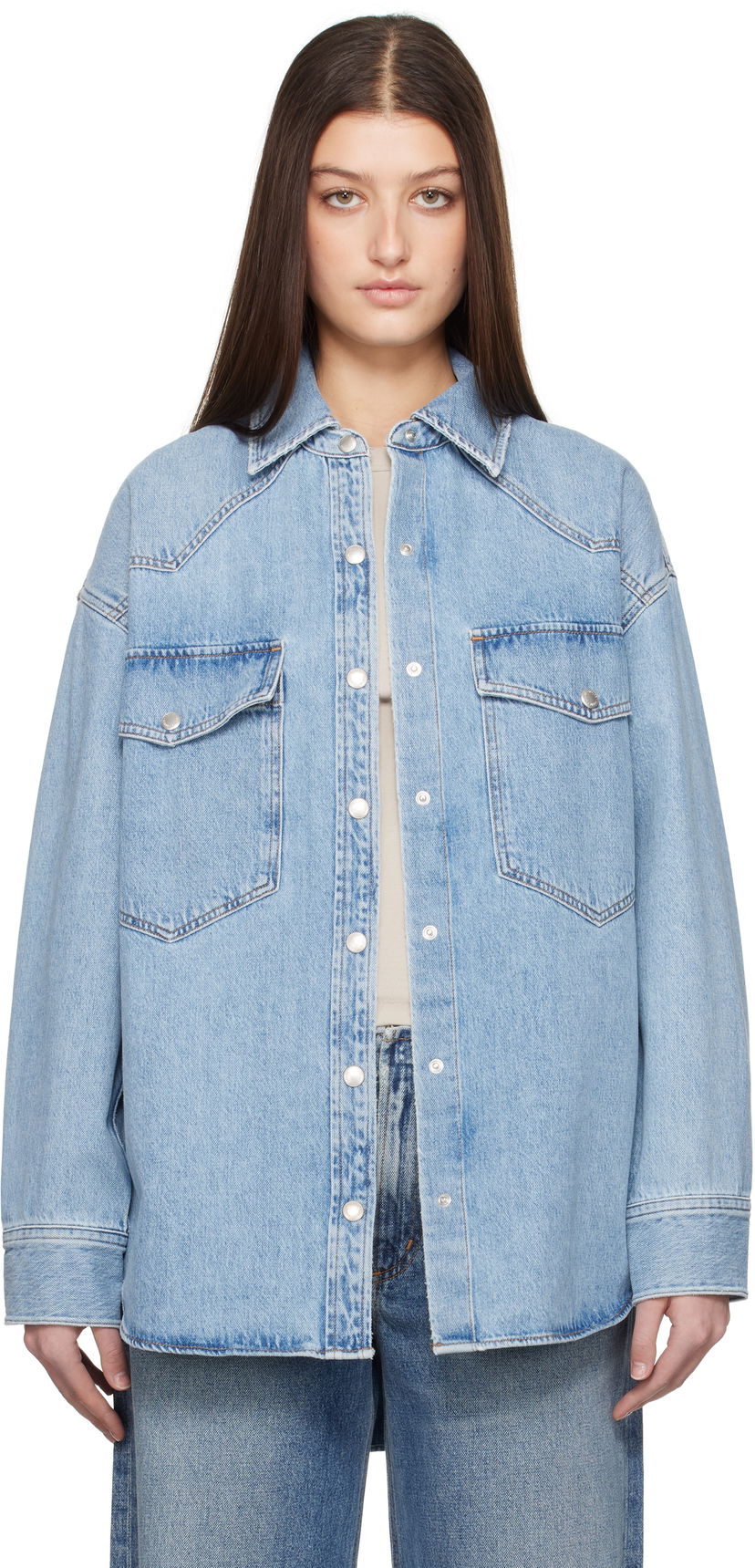 Paita AGOLDE AGOLDE Lotta Denim Shirt Sininen | A7357-3018