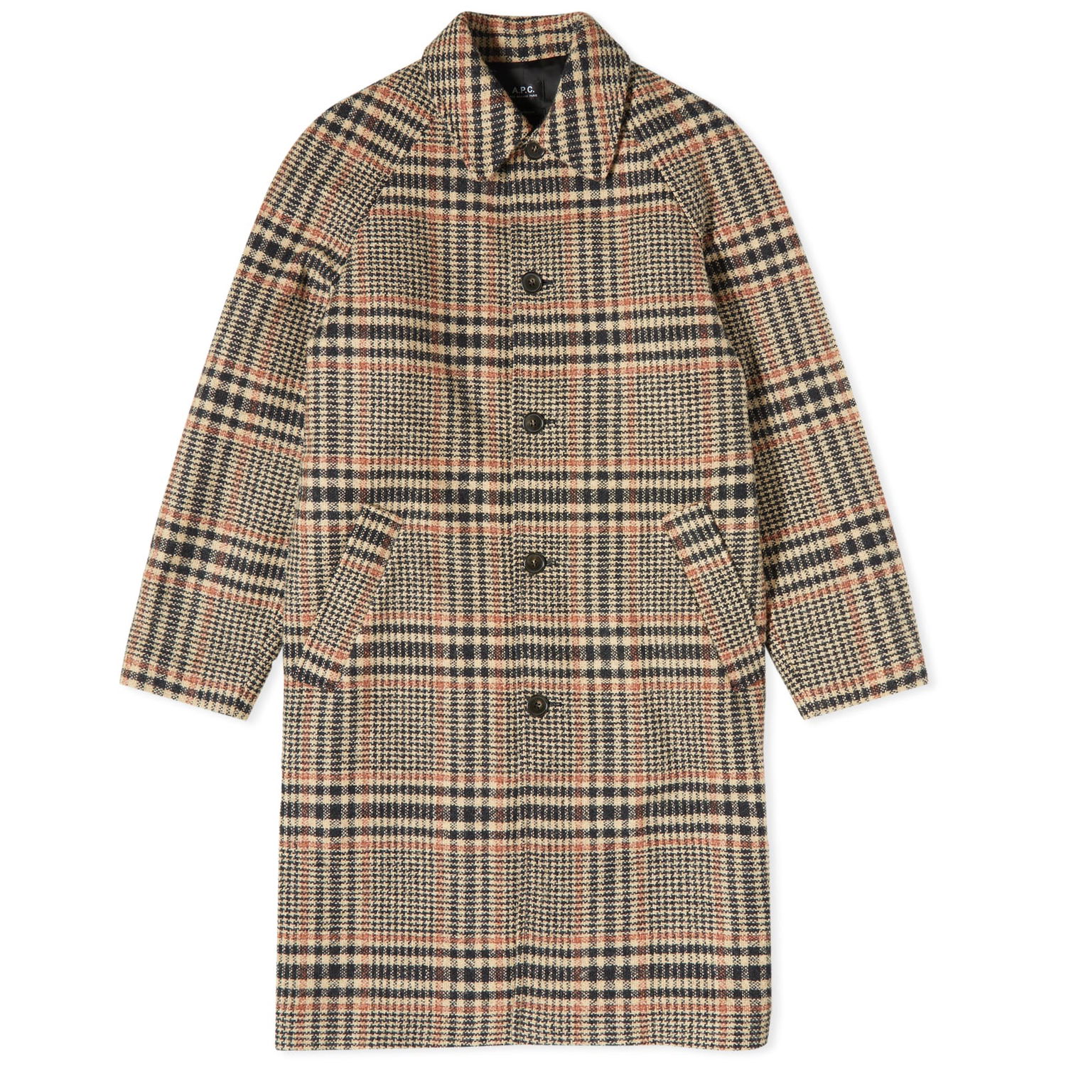 Takit A.P.C. Etienne Check Wool Overcoat Beige | WVBCF-H01519-BAA, 0