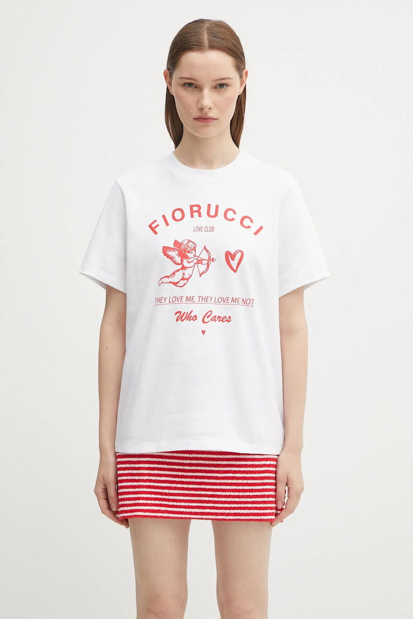 T-paita Fiorucci Fiorucci Cupid Love Club Print Regular Fit T-Shirt Valkoinen | W02FPTSH428CJ01WH01