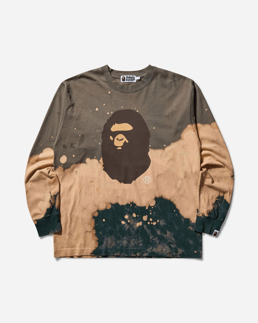 T-paita BAPE Tie Dye Ape Head Longsleeve T-Shirt Ruskea | 1K80111005 BEIGE