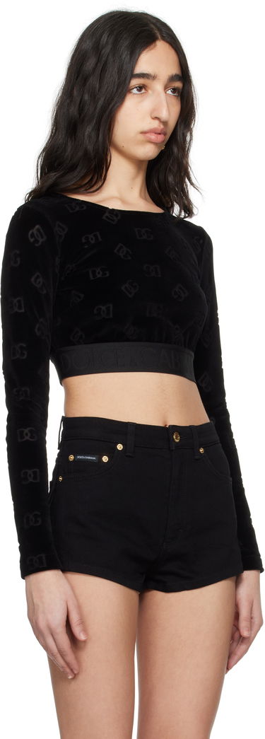 Crop top Dolce & Gabbana Dolce&Gabbana Jacquard DG Logo Crop Top Musta | F778LT FJ7DL, 1