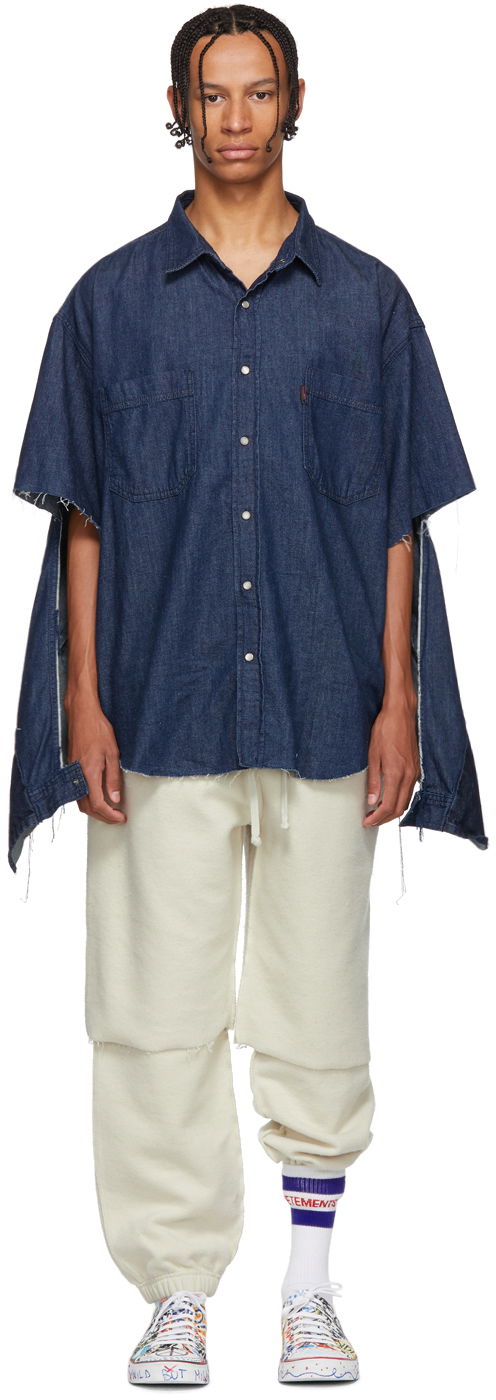 Paita VETEMENTS Levi's Edition Oversized Denim Shirt Tummansininen | WAH19SH101