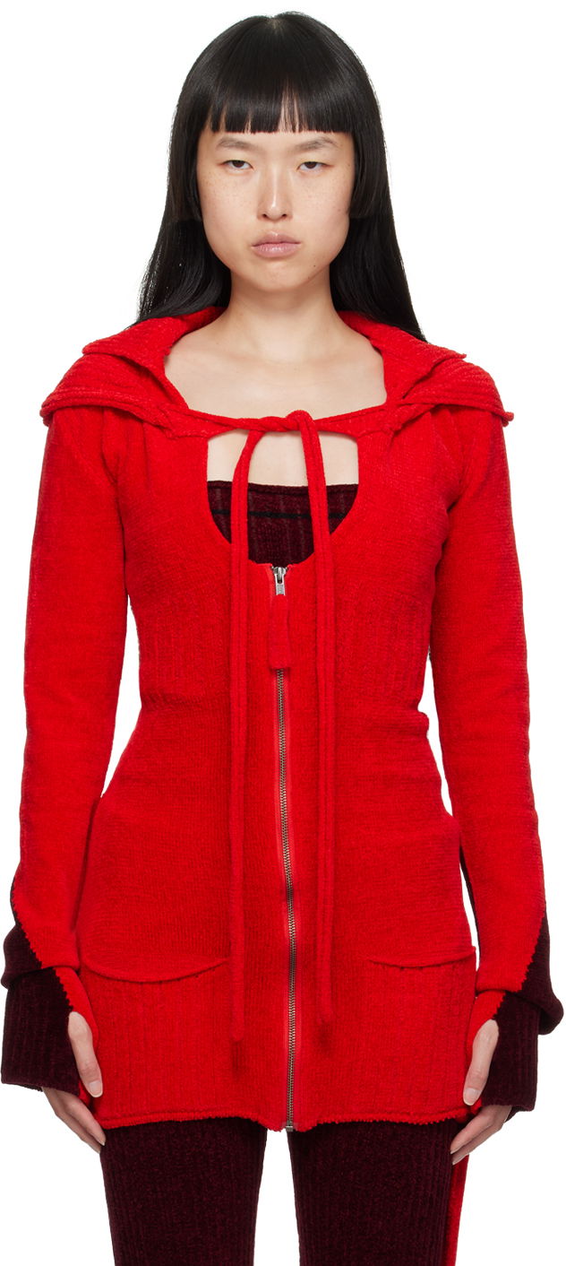 Villapaita Ottolinger Ottolinger Extended Knit Hoodie Punainen | 706701