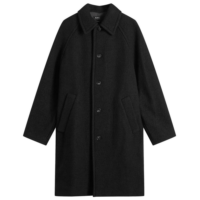 Takit A.P.C. Gaston Felted Wool Overcoat Size Small Musta | WVBEH-H01516-LZZ