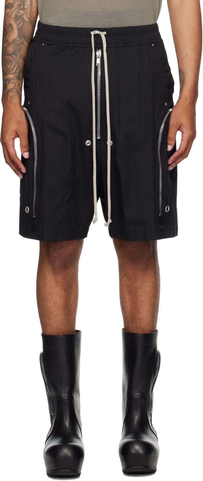 Shortsit Rick Owens Rick Owens Bauhaus Bela Cargo Shorts Musta | RU02E1392 TE