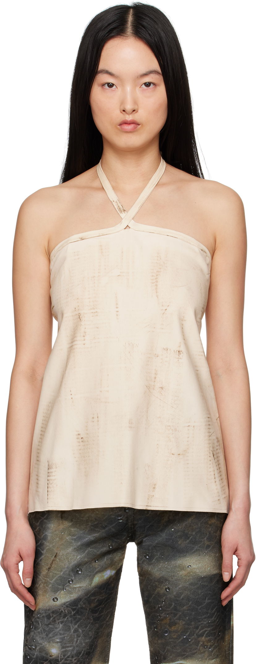 Tankkitoppi Serapis Serapis Tar-Painted Halter Top Beige | SS25_HT_3