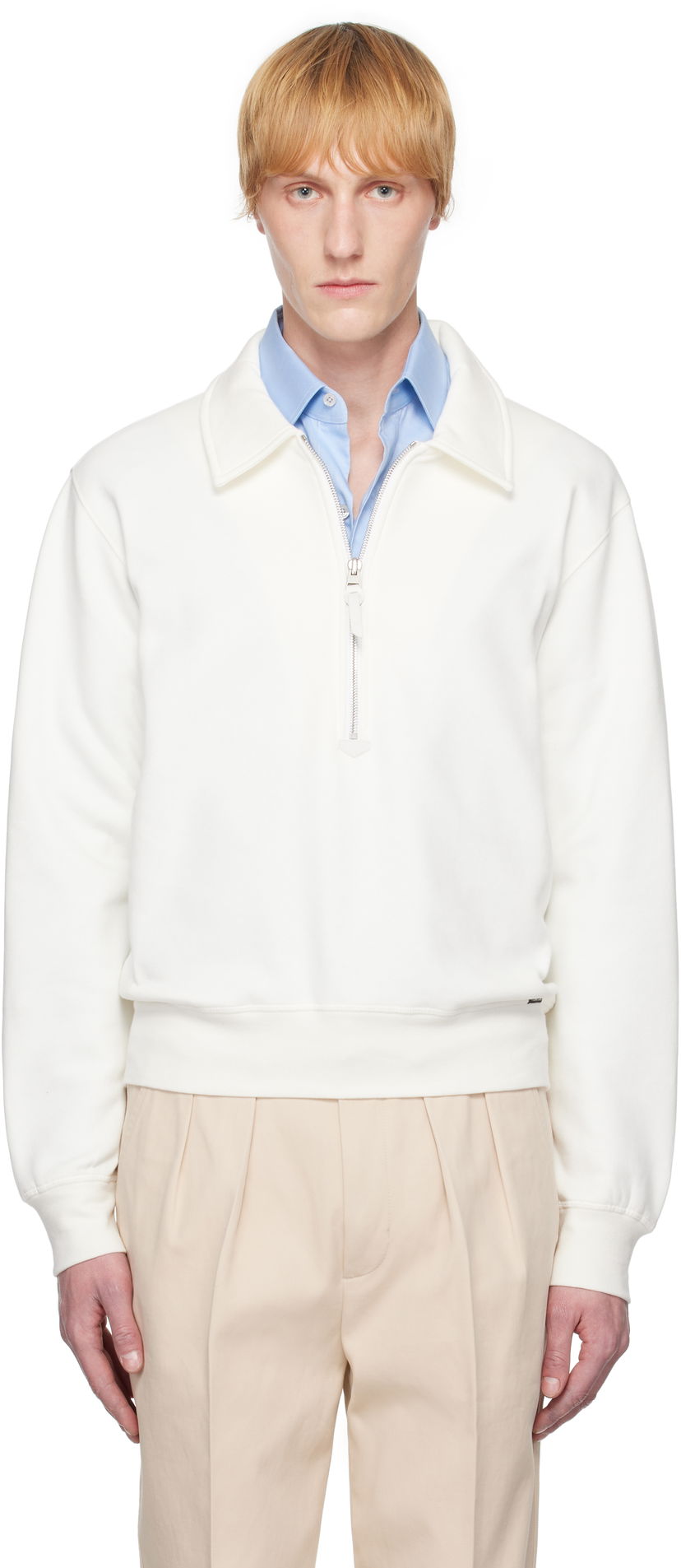 Villapaita Tom Ford TOM FORD Cotton Cashmere Zip Rugby Jacket Valkoinen | JEL003-JMC050S25