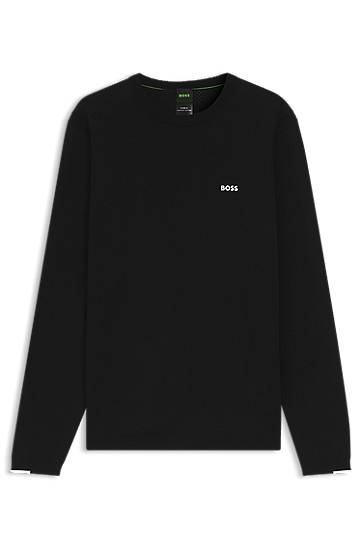 Villapaita BOSS Cotton long-sleeved sweater with contrast details Musta | 50541940