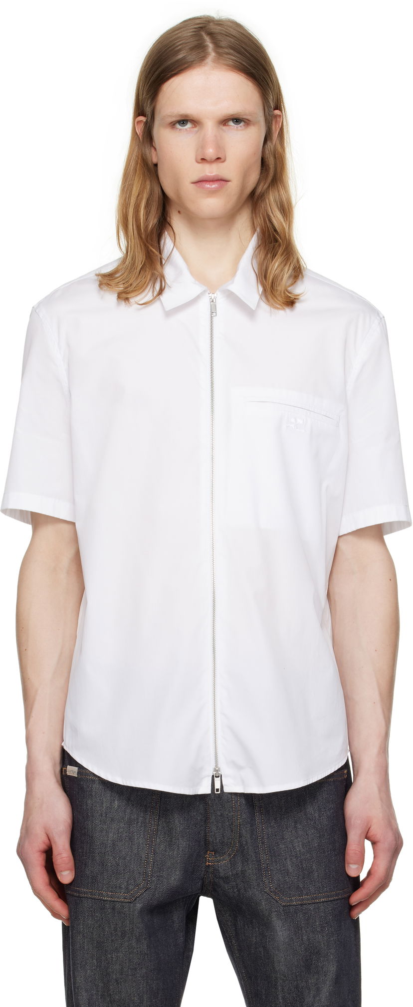 Paita Courrèges Courrèges Zipped Poplin Shirt Valkoinen | 125CCH054CO0080