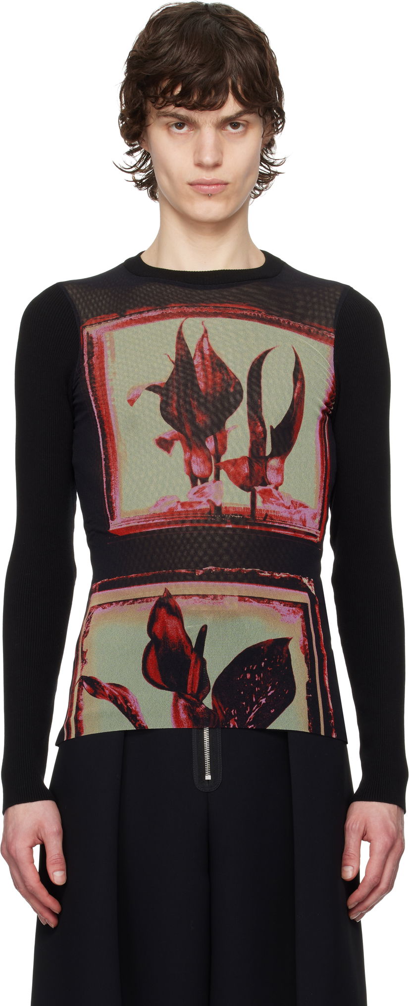 Villapaita Jean Paul Gaultier Jean Paul Gaultier Flowers Cadres Long Sleeve T-Shirt Musta | 25/33-F-TO259-T579-002142