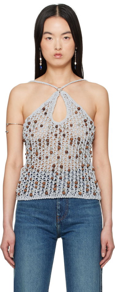 Tankkitoppi Coperni Coperni Beaded Knitted Tank Top Harmaa | COPML132Y3013, 0