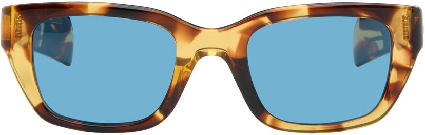 Aurinkolasit Bottega Veneta Thick Rectangular Tortoiseshell Frame Blue Lens Sunglasses Ruskea | BV1393S-006