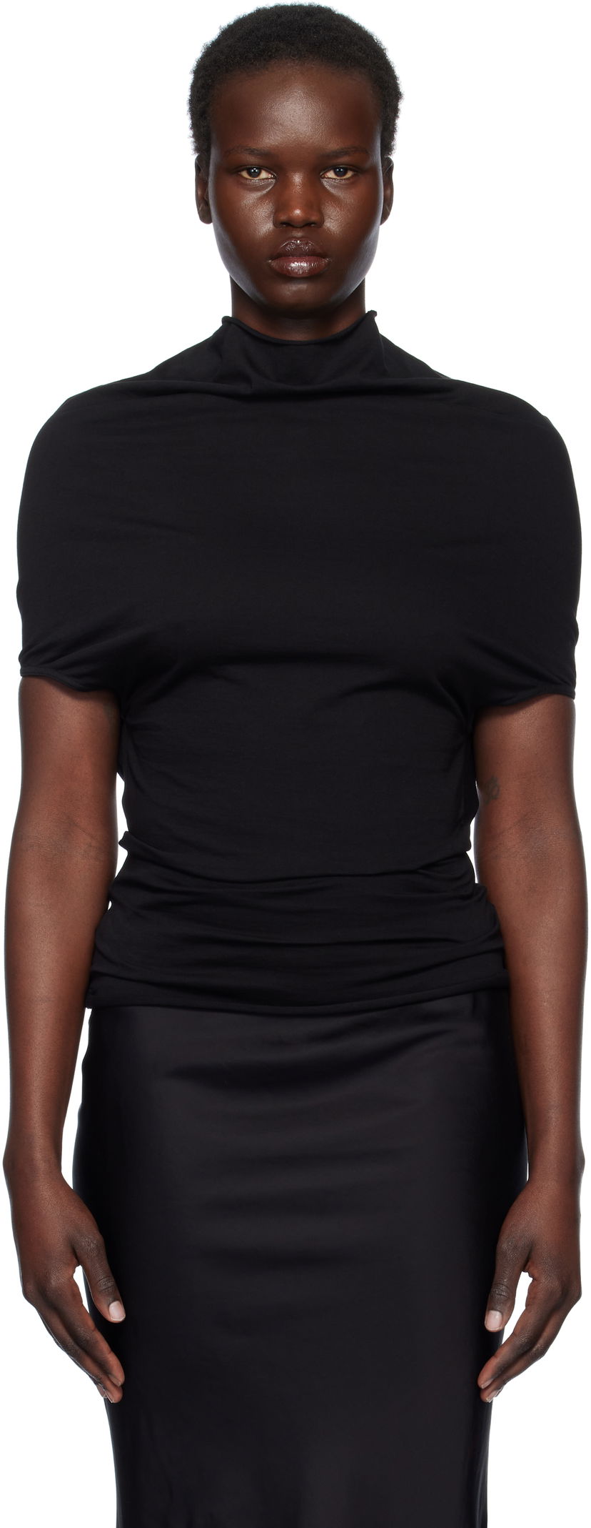 Mekko Rick Owens Rick Owens Hollywood Jersey Shroud T-Shirt Musta | RP01E7225 JA