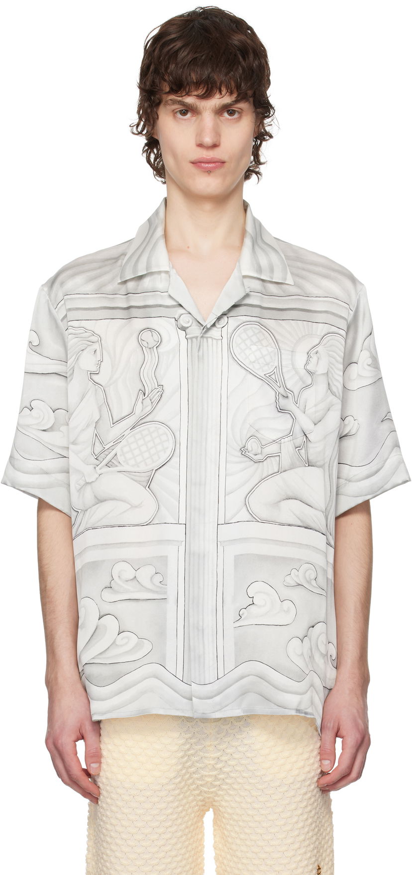 Paita Casablanca Casablanca Sacred Stone Silk Shirt Valkoinen | U-MPS25-SH-003-07