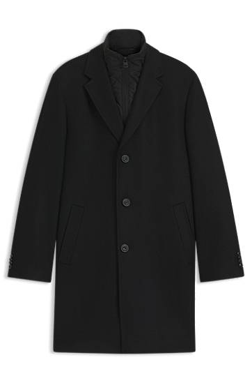 Takit BOSS Single-breasted wool-blend coat with quilted inner vest Musta | 50546546, 0