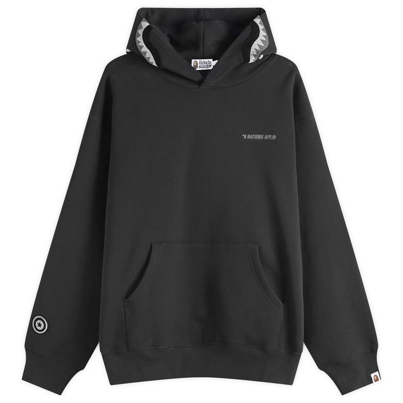 Huppari BAPE Shark Logo Relaxed Fit Pullover Hoodie Musta | 001PPL301303M-BLK