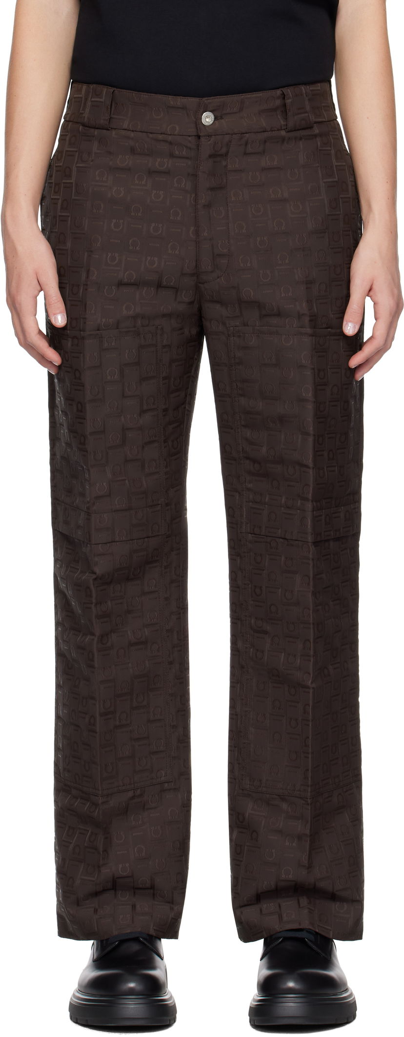 Housut FERRAGAMO Monogram Trousers Ruskea | 777844