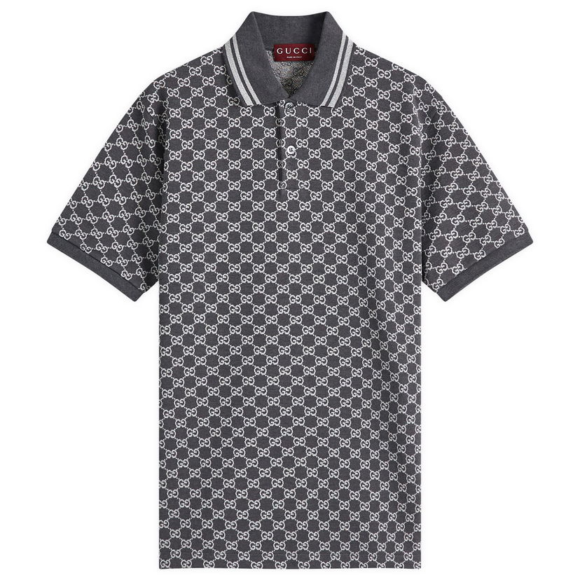 Poolopaita Gucci Gucci GG Jacquard Cotton Piquet Polo Shirt, Size Large Harmaa | 815514-XJG5P-1165