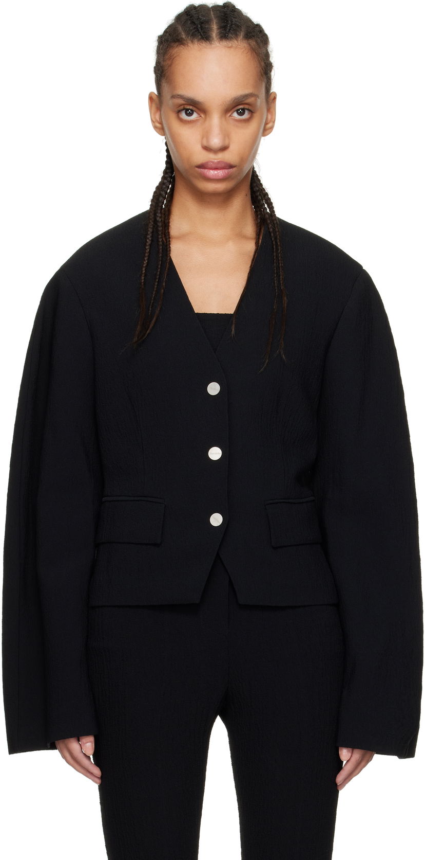 Takki Nanushka Nanushka Kiyo Seersucker Blazer Musta | NW25RSOW19999