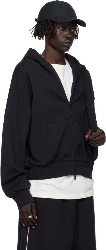 Huppari Fear of God Fear of God ESSENTIALS Classic Fit Fleece Zip-Up Hoodie Musta | 192SP254780F, 1
