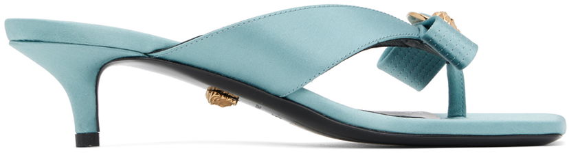 Kengänhoito Versace Versace Gianni Ribbon Low Satin Mules Sininen | 1013017_1A00619_1V59V