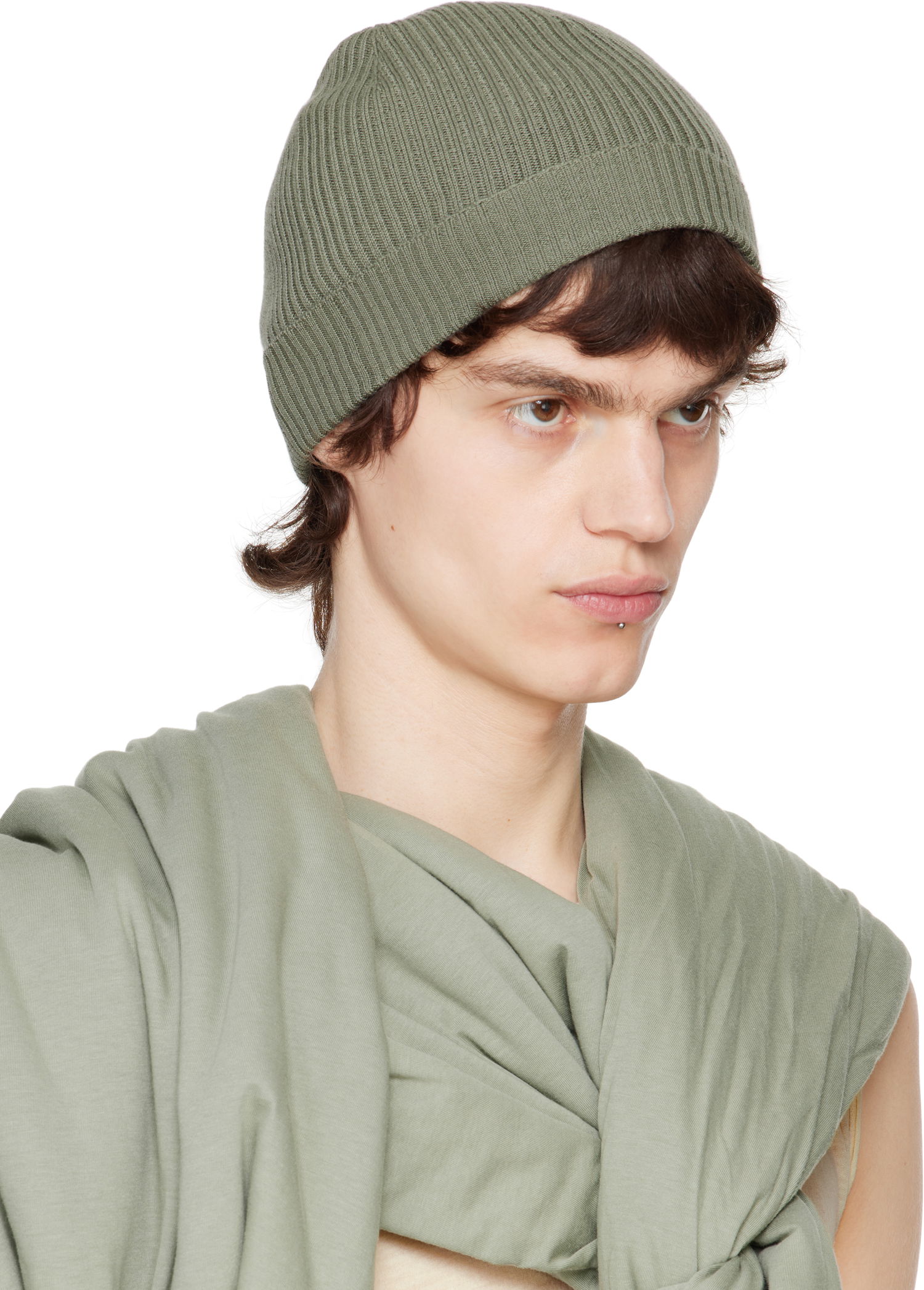 Pipo Rick Owens Rick Owens Hollywood Ribbed Beanie Vihreä | RU01E5495 RIBWS, 1