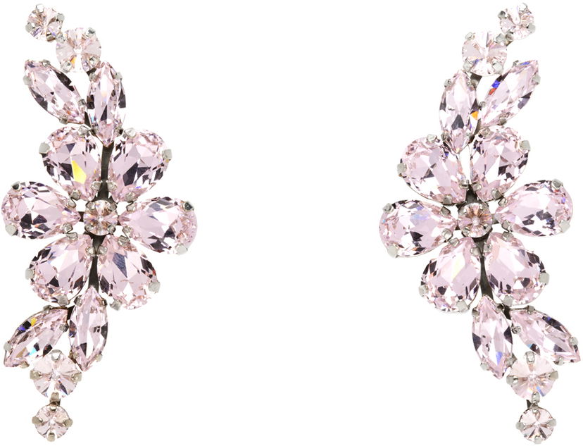Korvakorut Simone Rocha Simone Rocha Floral Crystal Half Moon Earrings Vaaleanpunainen | ERG503 0903
