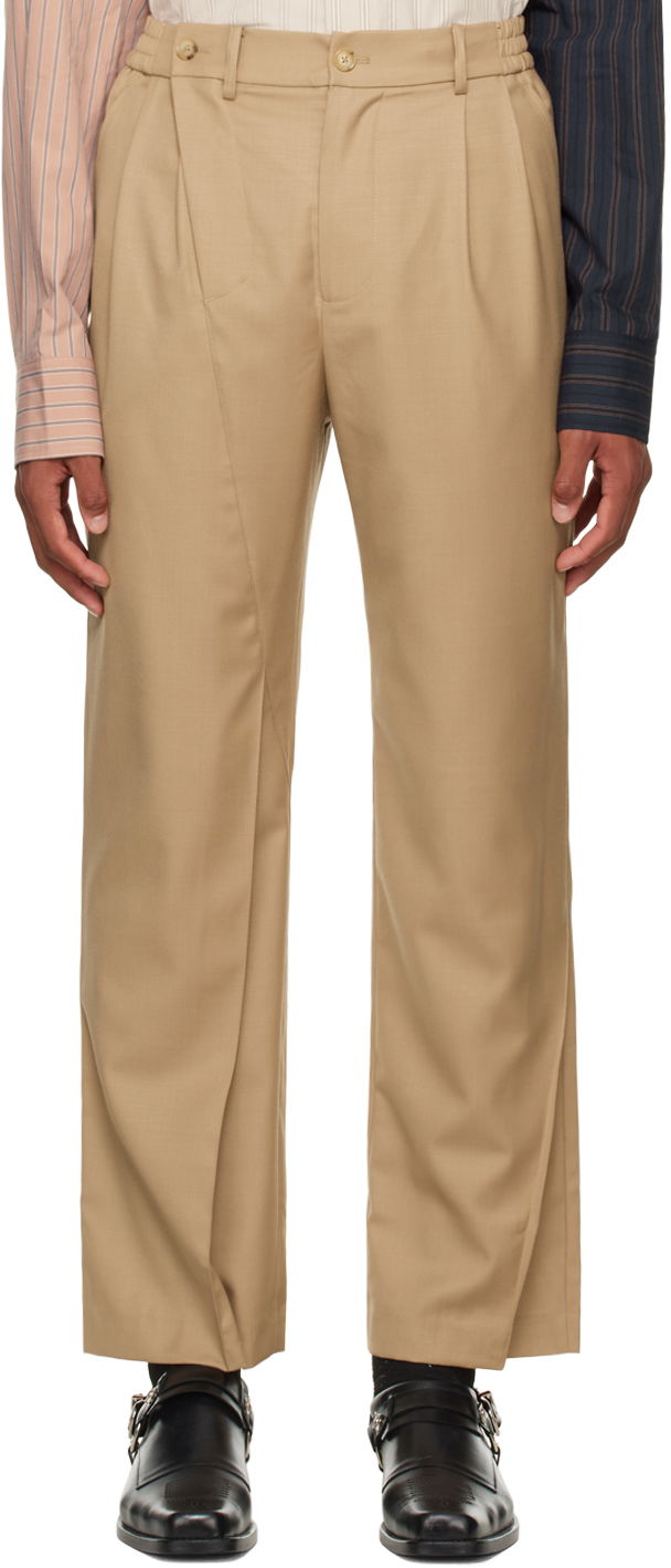 Housut Feng Chen Wang Feng Chen Wang Pleated Trousers Beige | FMF14TR28