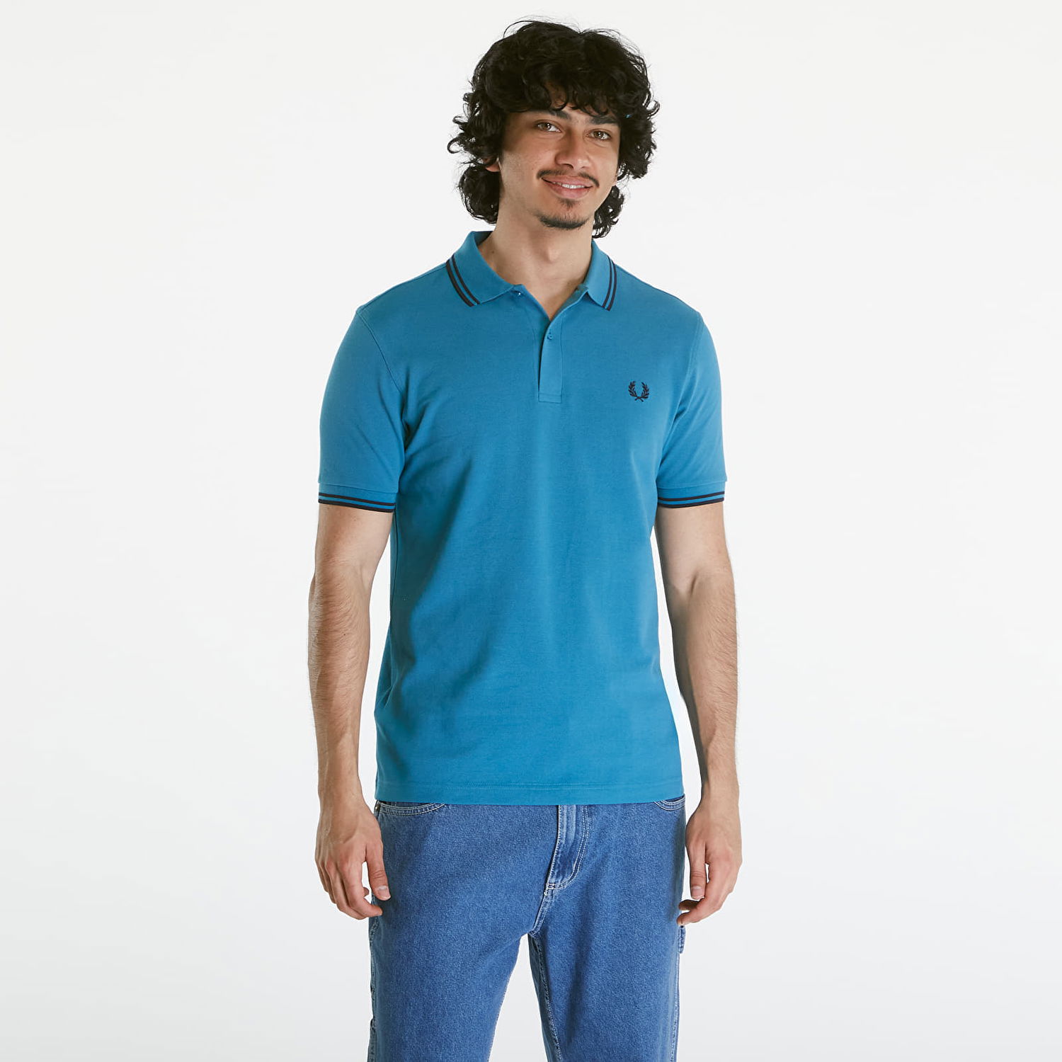 Paita Fred Perry Twin Tipped Shirt Ocean/ Navy Sininen | M3600 V35, 0