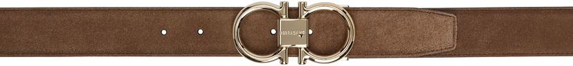 Vyöt FERRAGAMO Salvatore Ferragamo Double Gancini Suede Belt Ruskea | 781603