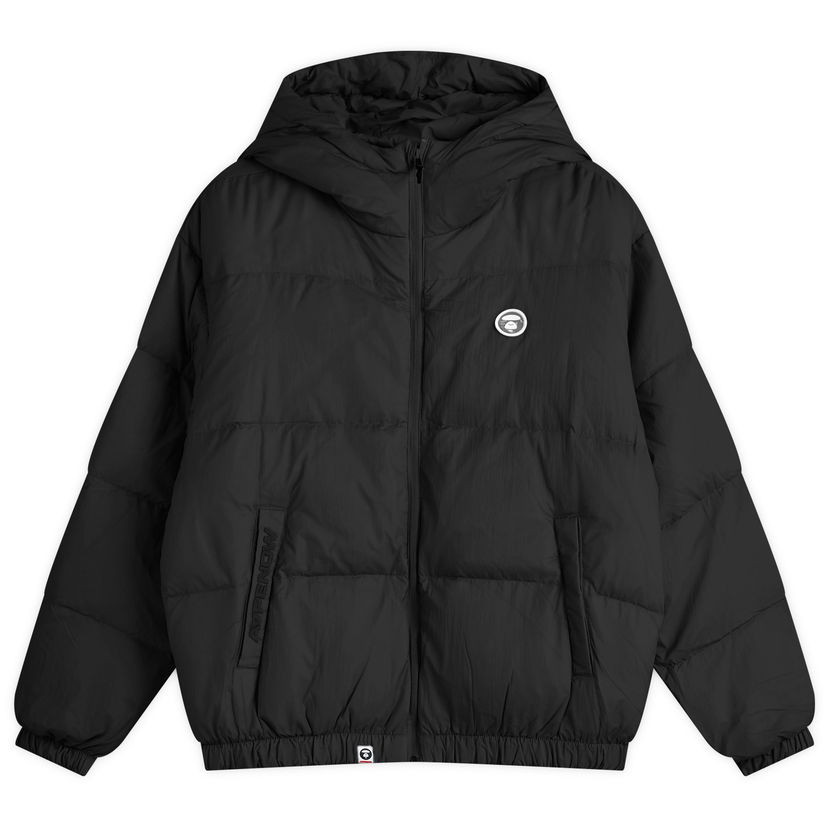 Puffer takki AAPE by A Bathing Ape AAPE Now Camo Badge Hooded Down Jacket, Size Large Musta | AAPDNM7654XXNBKX