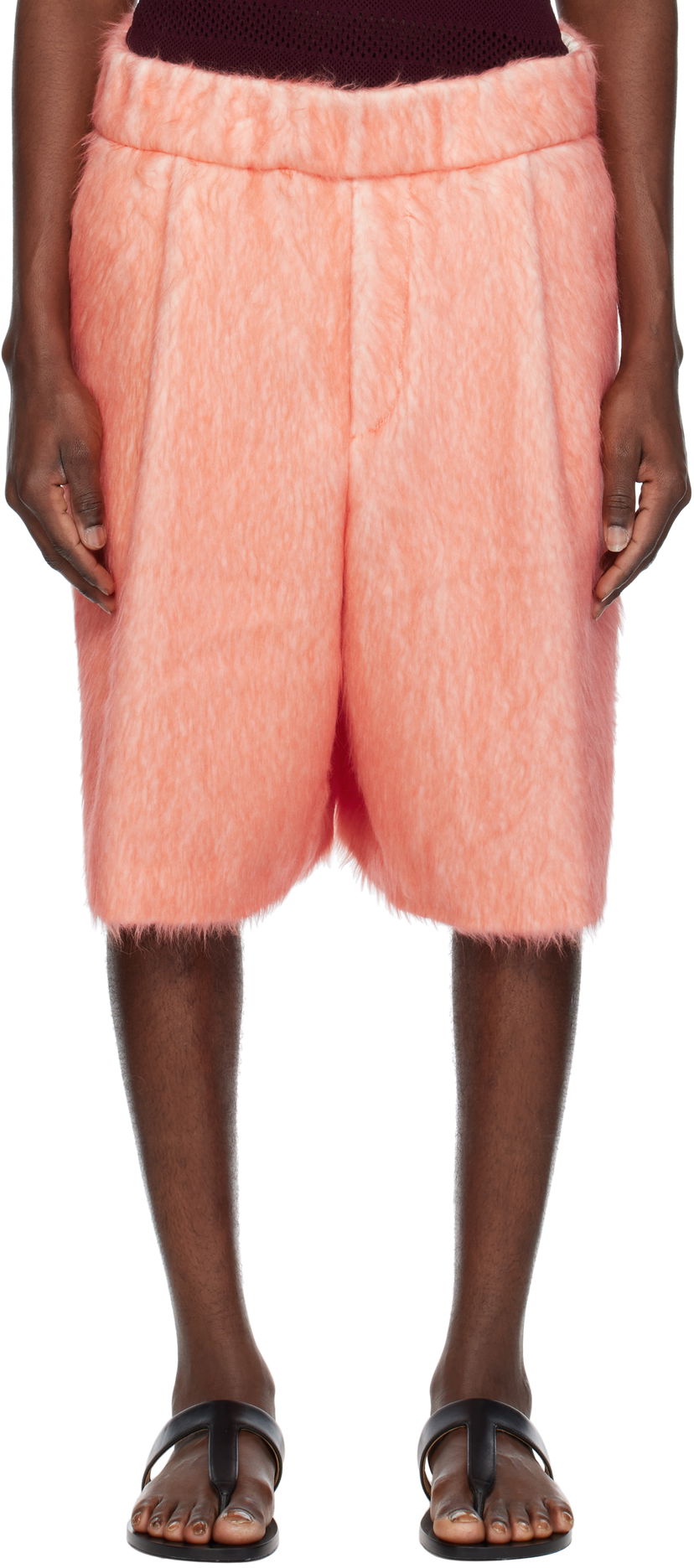 Shortsit Dries Van Noten Dries Van Noten Pleated Shag-Knit Shorts Oranssi | 251-020953-1443