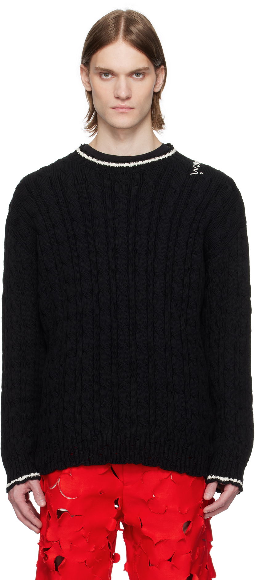 Villapaita Marni Dishevelled Cable Cotton Gauge 5 Sweater Musta | GCMG0425Q0 UFC656
