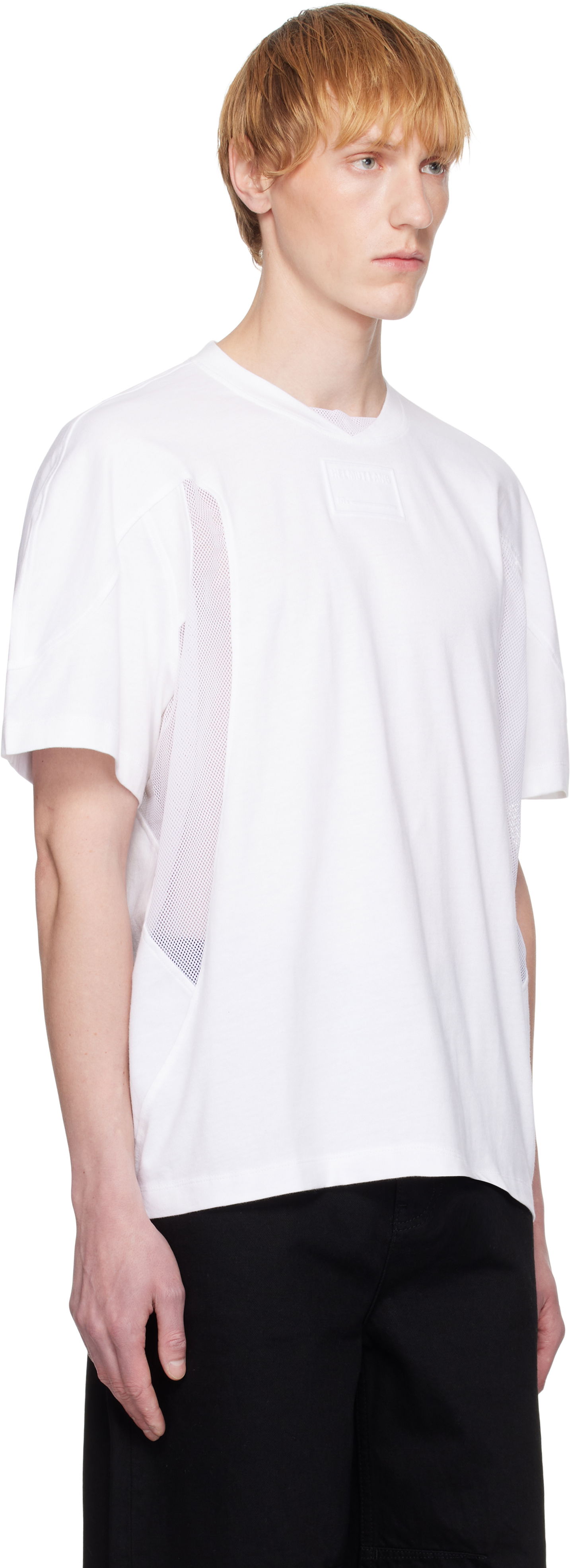T-paita Helmut Lang Helmut Lang Sport Mesh Panel T-Shirt Valkoinen | P02HM512, 1
