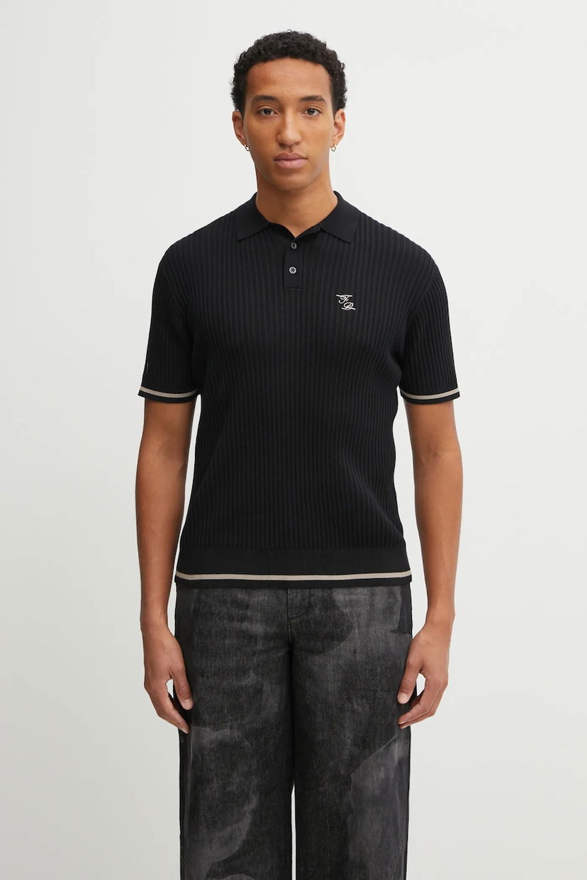 Poolopaita Filling Pieces Cotton Fine Knit Polo Musta | 422570500127