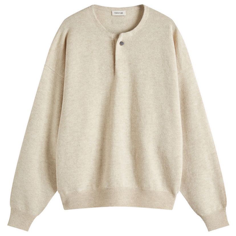 Villapaita Fear of God Fear Of God Henley Fine Knit Sweater Beige | FGE220-2041LAW-277