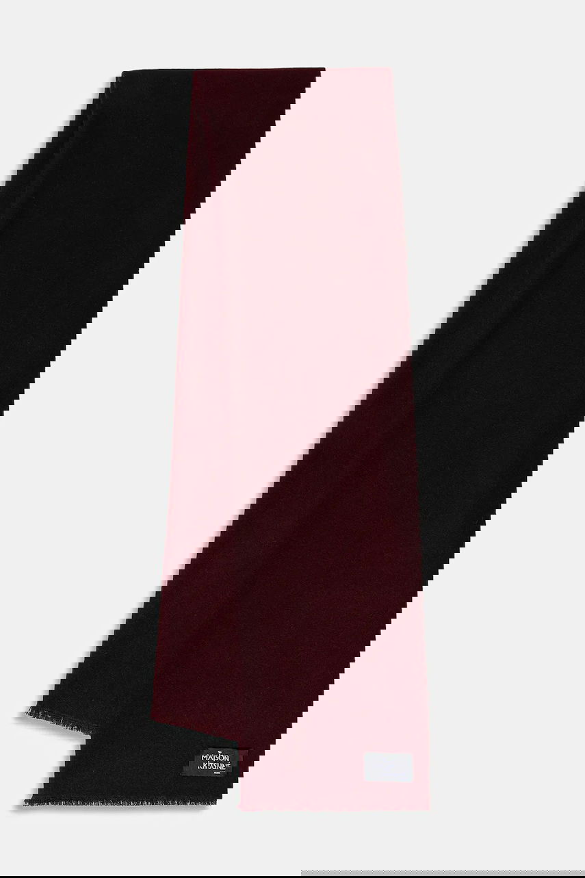 Huivi MAISON KITSUNÉ Wool Fringe Scarf with Logo Patch Burgundia | PW06200WB0028, 0