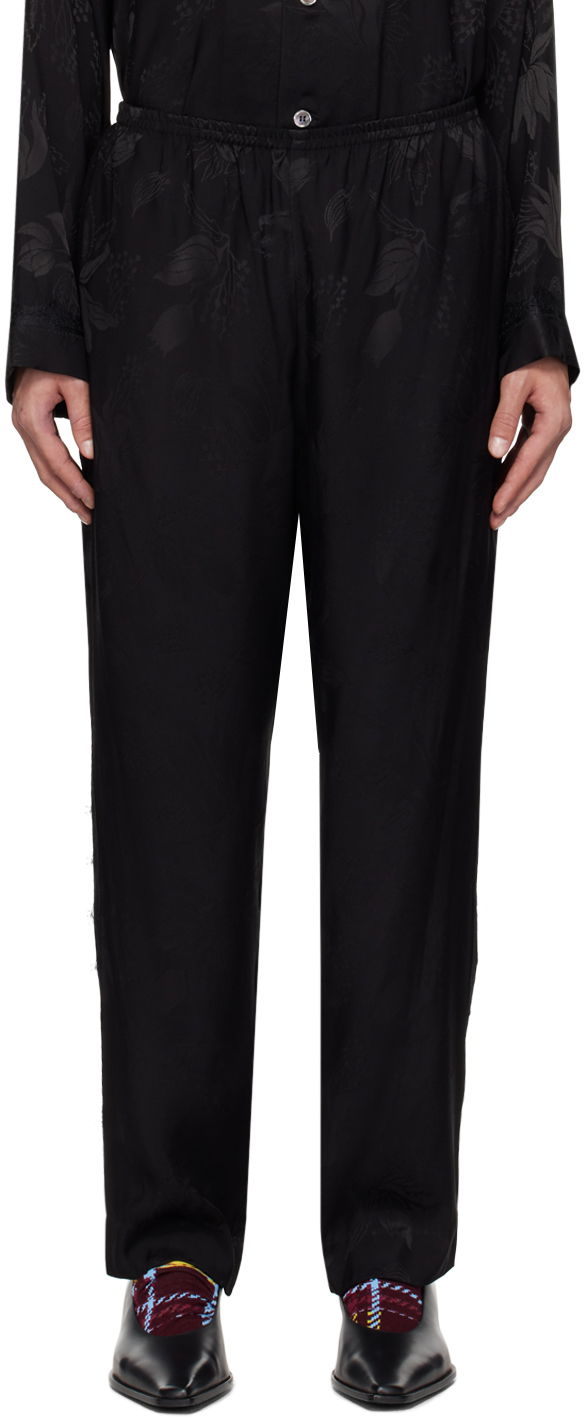 Housut Anna Sui Floral Jacquard Lounge Trousers Musta | M1024I40